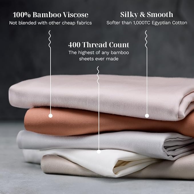 LUXOME Luxury Sheet Set | 100% Rayon (Viscose) from Bamboo | Full Size - Dune | Deep Pockets | 4-Piece Set (Fitted, Flat, 2 Pillowcases)