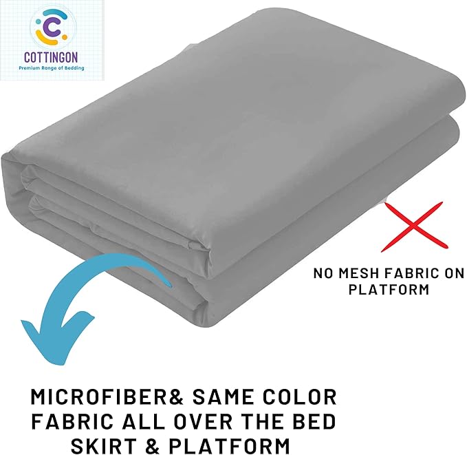 Ruffled Bed Skirt with Split Corners-Dust Ruffle - 15" Drop 100% Microfiber Soft,Sheen & Luxurious Look - Bed Skirts (Light Grey -Full)