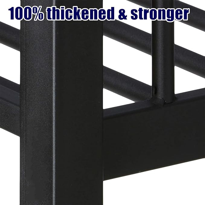 Higher Quality & Stronger Heavy Duty Metal Bunk Bed Frame Queen Over Queen Size for Adults Teens, Thickened More Stable Steel Bunkbed (Queen Over Queen-A)