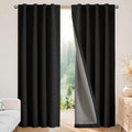 Joydeco Linen Blackout Curtains for Bedroom - 100% Light Blocking 1 Panels, Black Drapes 100" W x 108" L, Thermal Insulated Room Darkening Curtains for Living Room, Rod Pocket & Back Tabs