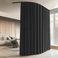 Room Divider Curtains with Ceiling Curtain Track Set Window Curtain for Bedroom,Living Room Total Blackout Thermal Insulated Privacy Ceiling Track Curtain W 15 × H 8 FT Black drape&Black track
