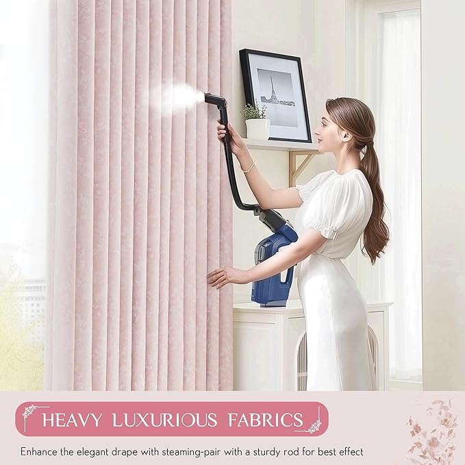 Beauoop Pink Floral Jacquard Blackout Curtains 108 Inches Long 2 Panels for Girls Bedroom Living Room Chenille Flower Room Darkening Thermal Soundproof Rod Pocket Back Tab Window Drapes 52x108
