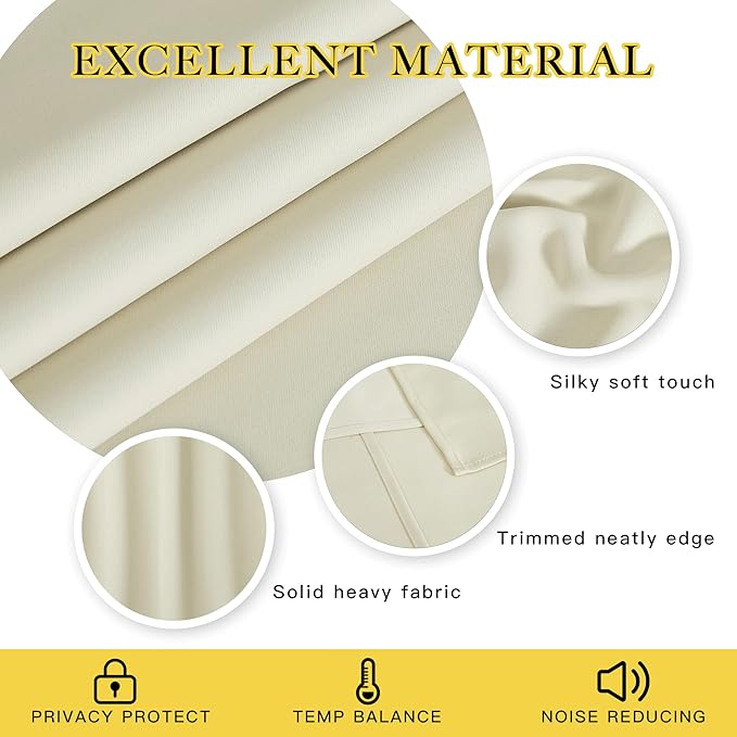 NICETOWN Room Darkening Beige Curtain 54 inches Long, Thermal Insulated Solid Grommet Sound & Light Blocking Window Treatment for Kitchen/Nursery, 1 Panel, W66 x L54