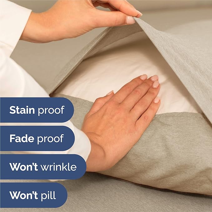 Split King 7 Piece Sheet Set - Cooling & Breathable - Hotel Luxury Bedding Includes Fitted Sheets for Women, Men, Kids, Teens - 1 Flat, 2 Fitted Sheets, 4 Pillowcases w/Deep Pockets - Heathered Beige