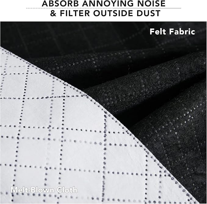 RYB HOME PM 2.5 Filter Curtains for Living Room/Bedroom, Soundproof Blackout Large Window Curtains for Dust Sandstorms Smog Pollen Odor Filtering, Beige, W42 x L84 inch, 2 Panels