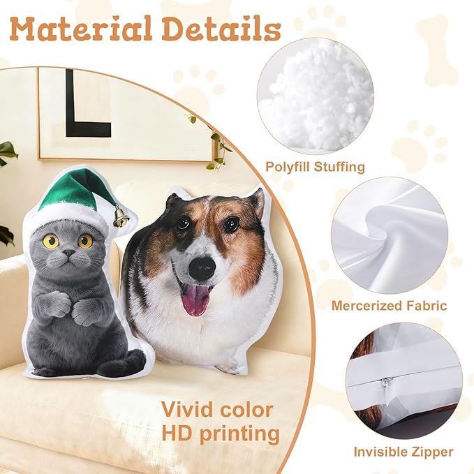 Custom4U Custom Pet Pillow with Picture Funny Shaped Pillow Personalized Custom Body Pillow Customized Pet Pillow with Photos (18inches)