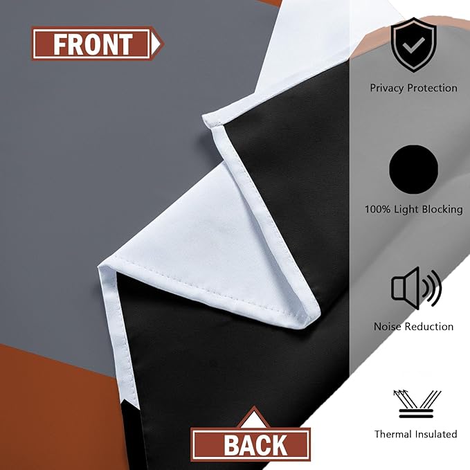 Burnt Orange 100% Blackout Curtains for Bedroom 72 inch Length 2 Panels Set Grey Modern Abstract Geometric Fall Black Out Curtains Insulated Room Darkening Window Drapes for Living Room, 42Wx72L