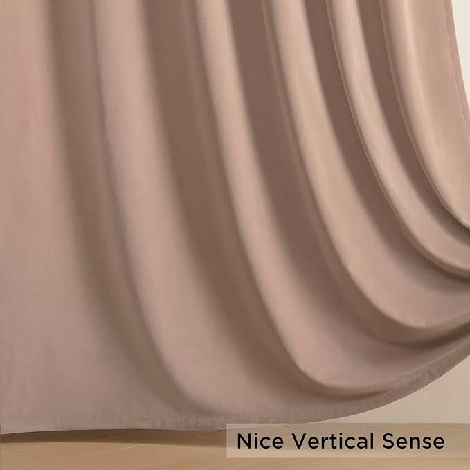 Joydeco Velvet Curtains Rose Beige Blackout Curtains Thermal Insulated 120 inches Extra Long Window Curtains Soft Room Darkening Drapes for Bedroom Living Room Elegant Rod Pocket 2 Panels Rose Beige