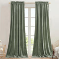 StangH Sage Green Doorway Curtains Thermal Insulated Soft Velvet Sliding Door Panels for Nursery Kids Room Darkening Privacy Window Curtain for Bathroom, W42 x L90, 2 Panels
