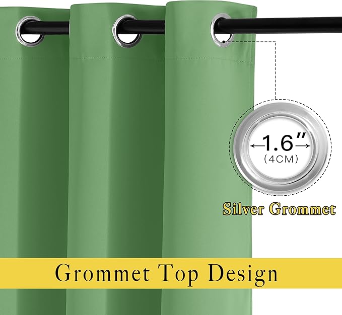 NICETOWN Froest Green Blackout Curtain for Living Room - Solid Thermal Insulated Grommet Blackout Panel/Drape for Bedroom Kitchen Window (1 Panel, 52 inches Wide by 54 inches Long)