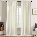 Joydeco Ivory Velvet Curtains 84 inch Length 2 Panels, Luxury Blackout Rod Pocket Thermal Insulated Window Curtains, Super Soft Room Darkening Drapes for Living Dining Room Bedroom,W52 x L84