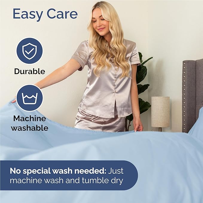 Full 6 Piece Sheet Set - Cooling, Comfy & Breathable - Hotel Luxury Bedding, Includes Fitted Sheet for Women, Men, Kids and Teens - 1 Flat, 1 Fitted Sheet, 4 Pillowcases with Deep Pockets - Sky Blue