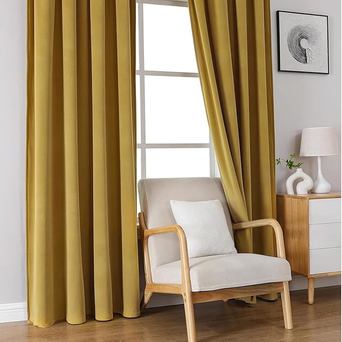 Joydeco Customized Curtains, Super Soft Velvet Curtains for Bedroom and Living Room, Heavy Duty Luxury Thermal Insulated Golden Brown Velvet Curtains Rod Pocket 1 Panel, Custom Size