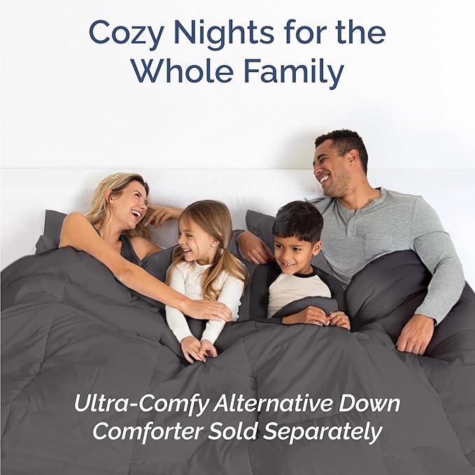 Twin 4 Piece Sheet Set - Cooling, Comfy & Breathable - Hotel Luxury Bedding, Includes Fitted Sheet for Women, Men, Kids & Teens - 1 Flat, 1 Fitted Sheet, 2 Pillowcases with Deep Pockets - Dark Grey