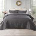 KASENTEX Queen XL Quilt Set 98"x98" – Soft Washed 3-Layer Lightweight Bedspread, Minimalist Nordic Design, All-Season Spring & Summer Quilt Set (1 Quilt + 2 Pillow Shams),Tornado Dark Grey