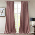 StangH Wide Rose Velvet Curtains - Room Darkening Blackout Window Drapes for Living Room, Rod Pocket Thermal Insulated Curtains for Sliding Door/Hall, W52 x L108, 2 Panels