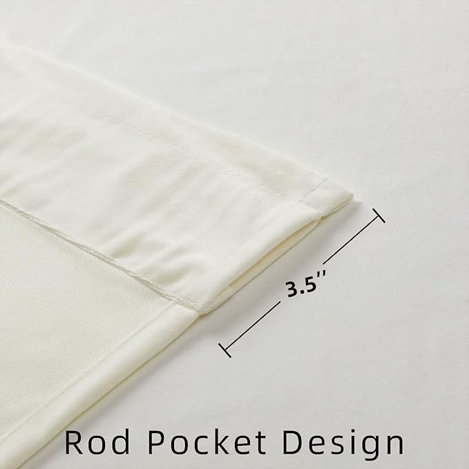Joydeco White Velvet Curtains 120 inch Length 2 Panels, Luxury Blackout Rod Pocket Thermal Insulated Window Curtains, Super Soft Room Darkening Drapes for Living Dining Room Bedroom,W52 x L120 inches