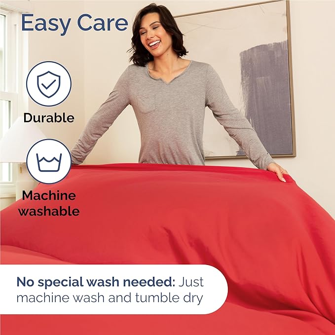 Full 6 Piece Sheet Set - Cooling, Comfy & Breathable - Hotel Luxury Bedding - Includes Fitted Sheet for Women, Men, Kids and Teens - 1 Flat, 1 Fitted Sheet, 4 Pillowcases with Deep Pockets - Red