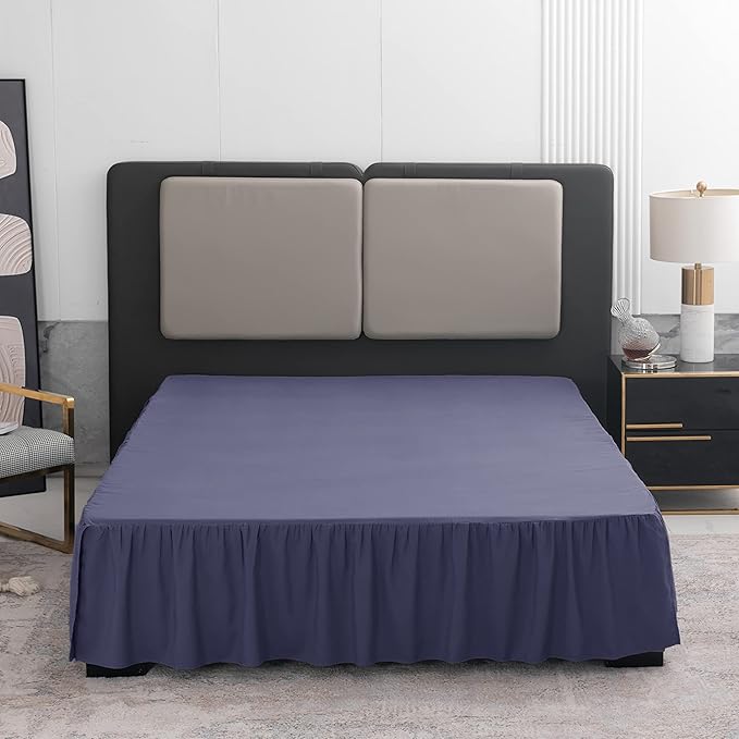 Navy Blue Bed Skirt Queen Size Ruffled Bed Skirt with Split Corners, Queen Bed Skirt 16 Inch Drop, TSUTOMI Queen Size Bed Skirt Navy Blue for Ruffled Bed Skirt with Split Corners, Bed Skirt Queen Size