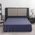 Navy Blue Bed Skirt Twin Size Ruffled Bed Skirt with Split Corners, 16 Inch Drop Dust Ruffle Bed Skirts with Platform, Navy Blue