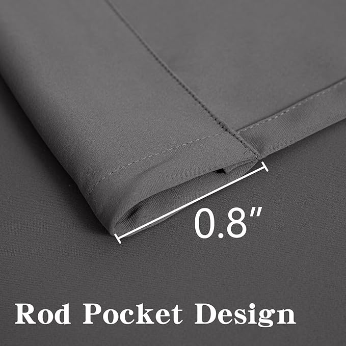 Blackout Curtains 108 Inch Length 2 Panels Set, Black Out Curtains for Bedroom 108 Inch Long, Rod Pocket Energy Saving Room Darkening Drapes for Living Room Light Grey(W52 x L108)