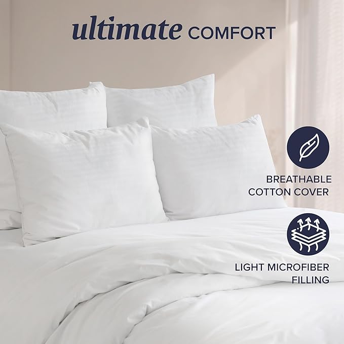 Beckham Hotel Collection Euro Size Throw Pillows (Set of 2), 26 x 26 Down Alternative Pillow Insert for Bed, Couch, and Sofa
