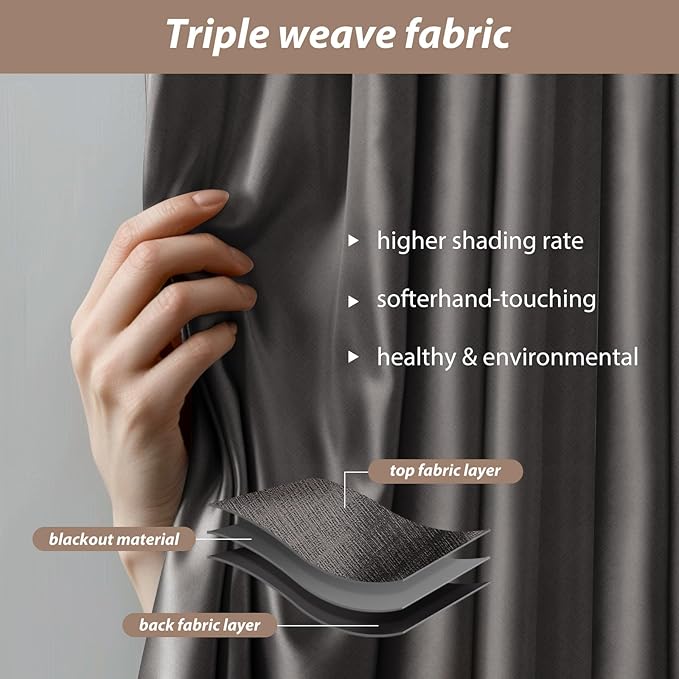 Room Divider Curtains with Ceiling Curtain Track Set Window Curtain for Bedroom,Living Room Total Blackout Thermal Insulated Privacy Ceiling Track Curtain W 12 × H 9 FT Grey drape&Black track