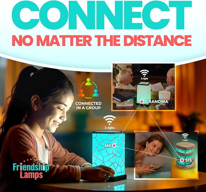 Friendship Lamp® by Filimin Classic - Best Friend Lamps Wi-Fi Touch Lamp LED Light for Long-Distance, Connection, Relationship, Friendship, Gifts, Love, 200+ Colors, App Setup - Set of 2