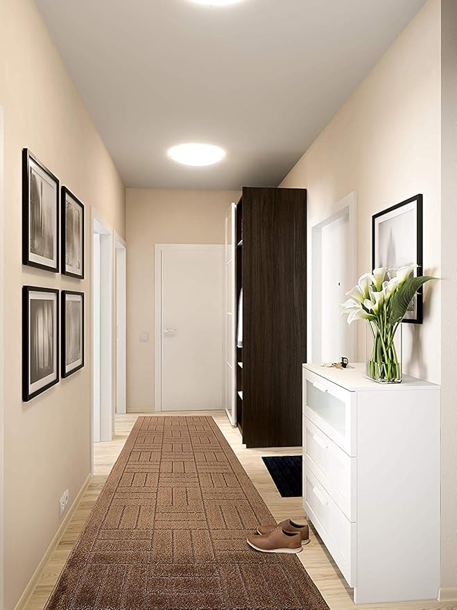 Custom Length Hallway Runner Rug,Slip Resistant,Bricks Brown, 26 Inch X 11 feet, Sold and Priced Per Foot