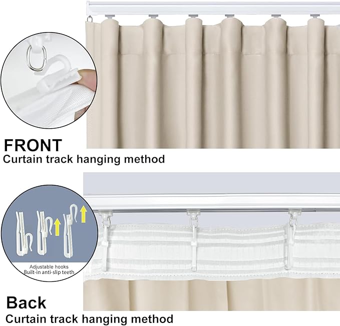 Room Divider Blackout Curtain Track Curtains Wall Dividers Panels Screen for Living Rooms Bedroom Office Privacy Partition Separation, W100 × L108 Inch,1 Panel, Beige