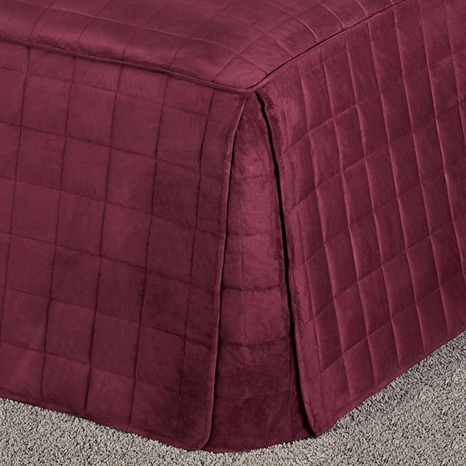 Touch of Class Camden Luxury Bedding | Neutral Claret Color | Grande Fitted Bedspread | Faux Suede Box Quilted Design | Designed 3 Piece Set Includes King Bedspread and 2 King Shams