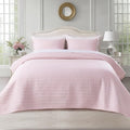 Oversized King Quilt Set 112"x106" – Soft Washed 3-Layer Lightweight California King Bedspread, Minimalist Nordic Design, All-Season Spring & Summer Quilt Set (1 Quilt + 2 Pillow Shams), Pink