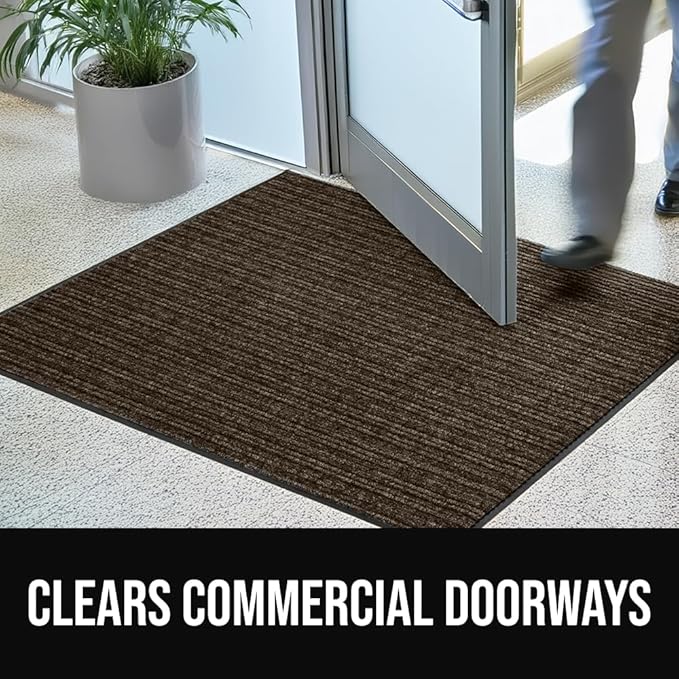 GORILLA GRIP Waterproof Traffic Guard Door Mat, 72x48, Heavy Duty Entryway Mats, Strong Rubber Back Commercial Utility Rugs for Office Hallway, Garage Floor and Home, Low Profile Carpet Runner, Brown
