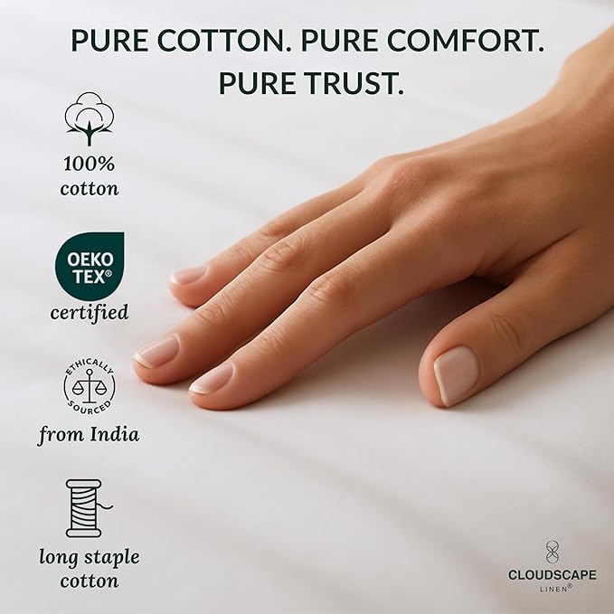 Cloud Scape Linen 100% Egyptian Cotton Sheets Twin Size, 3 Pieces Luxury Bedding Set, 400 Thread Count,Hotel Quality, Silky Soft, Breathable and Durable, Deep Pockets up to 15, White
