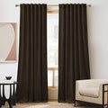 RYB HOME Brown Velvet Curtains 90 inches, Back Tab Soft Fabric Blackout Thermal Insulated Luxurious Home Decor Curtains for Living Room Bedroom, W 52" x L 90", 2 Panels Set