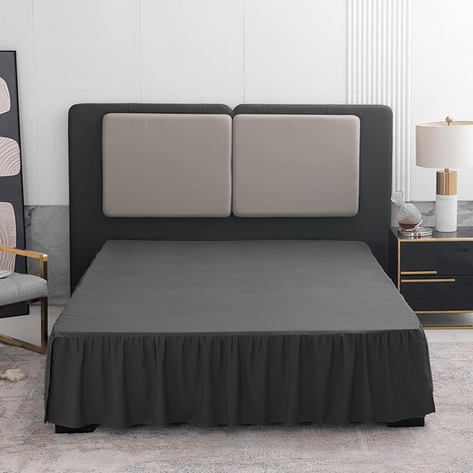 Black Bed Skirt King Size Ruffled Bed Skirt with Split Corners, King Bed Skirt 16 Inch Drop, King Size Bed Skirt Black for Ruffled Bed Skirt with Split Corners, Bed Skirts King Size