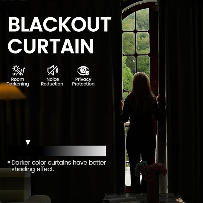 Soundproof Curtains, Noice Reduction Grommet Full Blackout Thermal Curtains for Living Room, Bedroom(1 Panel,Beige,50" x 72")