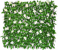 GLANT Expandable Fence Privacy Screen for Balcony Patio Outdoor,Decorative Faux Ivy Fencing Panel,Artificial Hedges (Single Sided Leaves) (1, Green-Flowers)