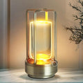 Crystal Table Lantern Light,Battery Operated Rechargeable Cordless Crystal Table Lamp with 3-Color,Portable Outdoor Small LED Desk Lamp for Indoor/Outdoor Patio Camping Bar Restaurant(Silver)