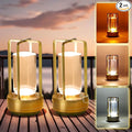 Crystal Lantern Lights Set of 2, Czgor Battery Operated Rechargeable Cordless Crystal Table Lantern Lamp with 3-Color, Small LED Desk Lamp for Indoor/Outdoor Patio Camping Bedroom Bar Restaurant(Gold)