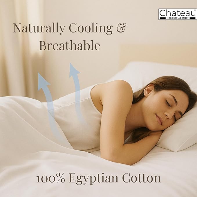 CHATEAU HOME COLLECTION 400 Thread Count Cotton Bed Sheets King Size, 15" Deep Pocket King Sheet Set, 4 Piece Naturally Cool Soft Sateen Weave Machine Washable Fully Elasticated- Semolina
