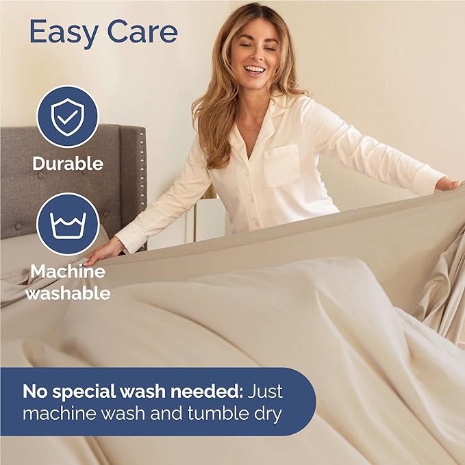 Full 6 Piece Sheet Set - Cooling, Comfy & Breathable - Hotel Luxury Bedding, Includes Fitted Sheet for Women, Men, Kids and Teens - 1 Flat, 1 Fitted Sheet, 4 Pillowcases with Deep Pockets - Wheat