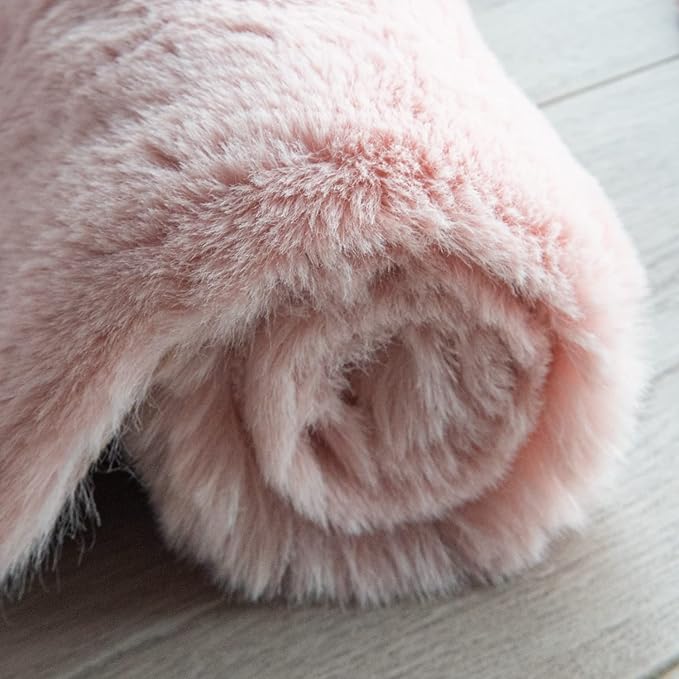 Pink Fluffy Round Rugs 6ft Large Circle Washable Faux Rabbit Shaggy Fur Rugs for Bedroom Living Room Nursery Rug Home Décor