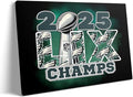 B.B.F MAKE 2025 Super Canvas Bowl Wall Art Champions Eagles Poster Print Philadelphia Oil Painting Canvas Wall Decor Sports Stars Picture Modern Bedroom Living Room Home Decoration, Framed 16x20inch