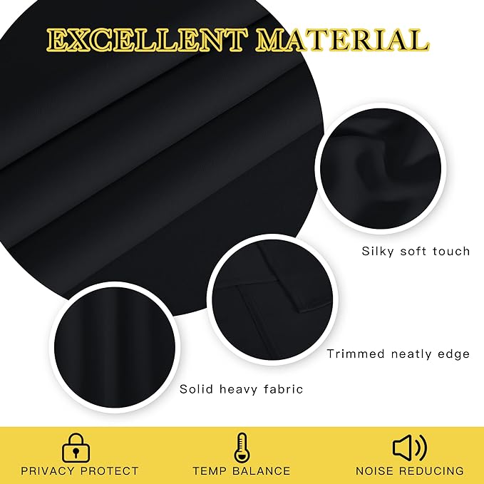 NICETOWN Black Out 110 inch Curtain for Sliding Door, Grommet Thermal Insulated Blackout Curtain Window Treatment Sound Reducing for Bedroom/Living Room, W66 x L110, 1 Panel
