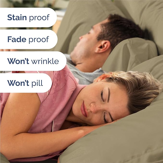 Split King 7 Piece Sheet Set - Cooling & Breathable - Hotel Luxury Bedding - Includes Fitted Sheets for Women, Men, Kids and Teens - 1 Flat, 2 Fitted Sheets, 4 Pillowcases with Deep Pockets - Khaki