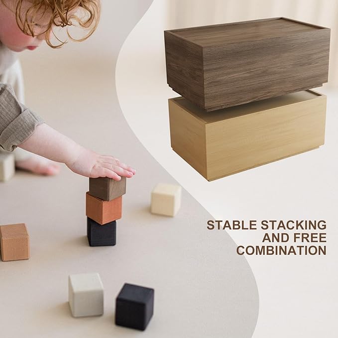 Stackable Storage Drawers, Wooden Drawer Storage Organizer, Modern Nightstands with Wooden Drawers, Small Storage Cabinet, Modular Design, Available in 2 Sizes for Versatile Use White Large