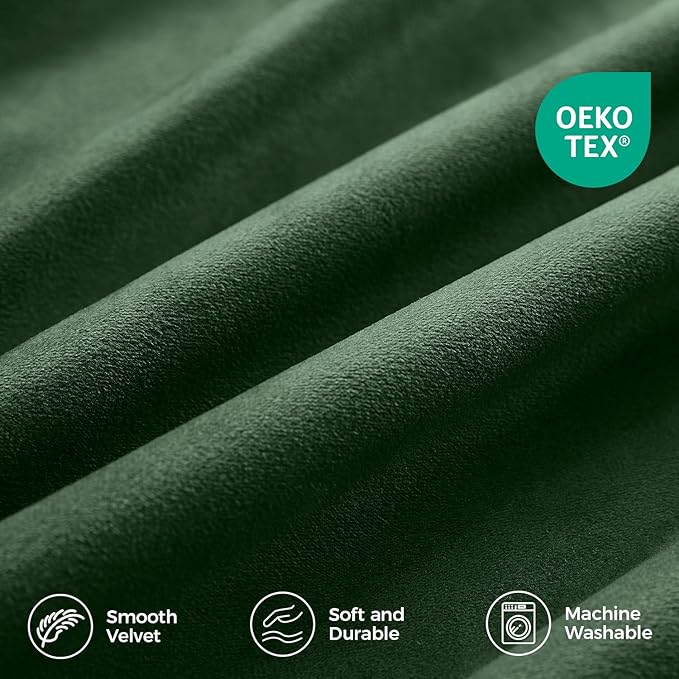 Pinch Pleated 100% Blackout Curtains for Bedroom, Olive Green Velvet Curtains for Living Room, Black Out Curtain 102 inch long Room Darkening, Blackout Pinch Pleat Drapes with Hooks 2 Panels