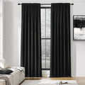 DONREN Patio Blackout Curtain Panels - Summer Home Decoration Thermal Insulated Rod Pocket Blackout Draperies/Drapes for Bedroom (2 Panels, 60 inches x 96 inches, Black)