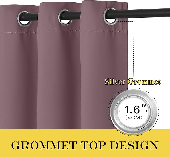 NICETOWN Patio Blackout Curtain Panels - Extra Wide Sliding Door Thermal Insulated Drape, Privacy Room Divider Curtain for Bedroom Office (Dry Rose, 66 x 118 Inch Long)